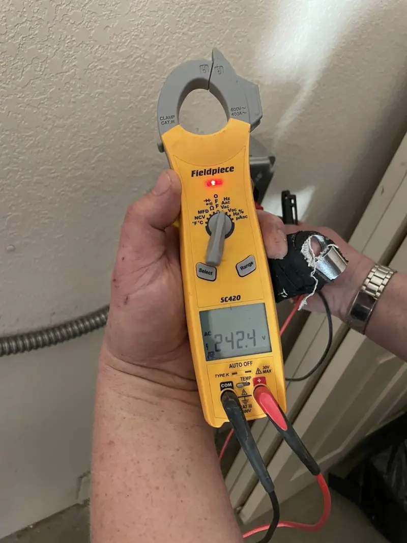 Voltage testing with clamp meter during Generator Installation in White Settlement